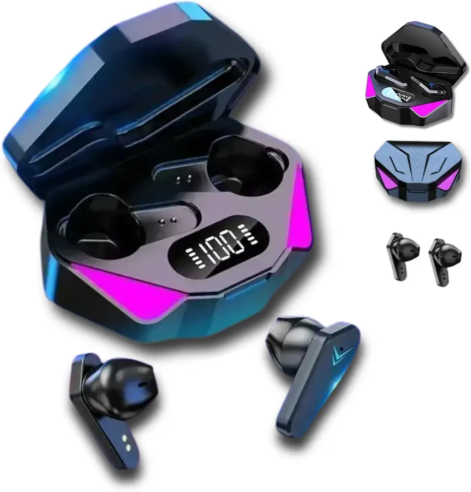 Fone de Ouvido Sem Fio Bluetooth 5.3 TWS, In-Ear, Esportivos, Academia, 5 Hrs de música, Com Estojo de Carga e Display, Voz HD, Modo Música e Gamer, Preto, Resistente