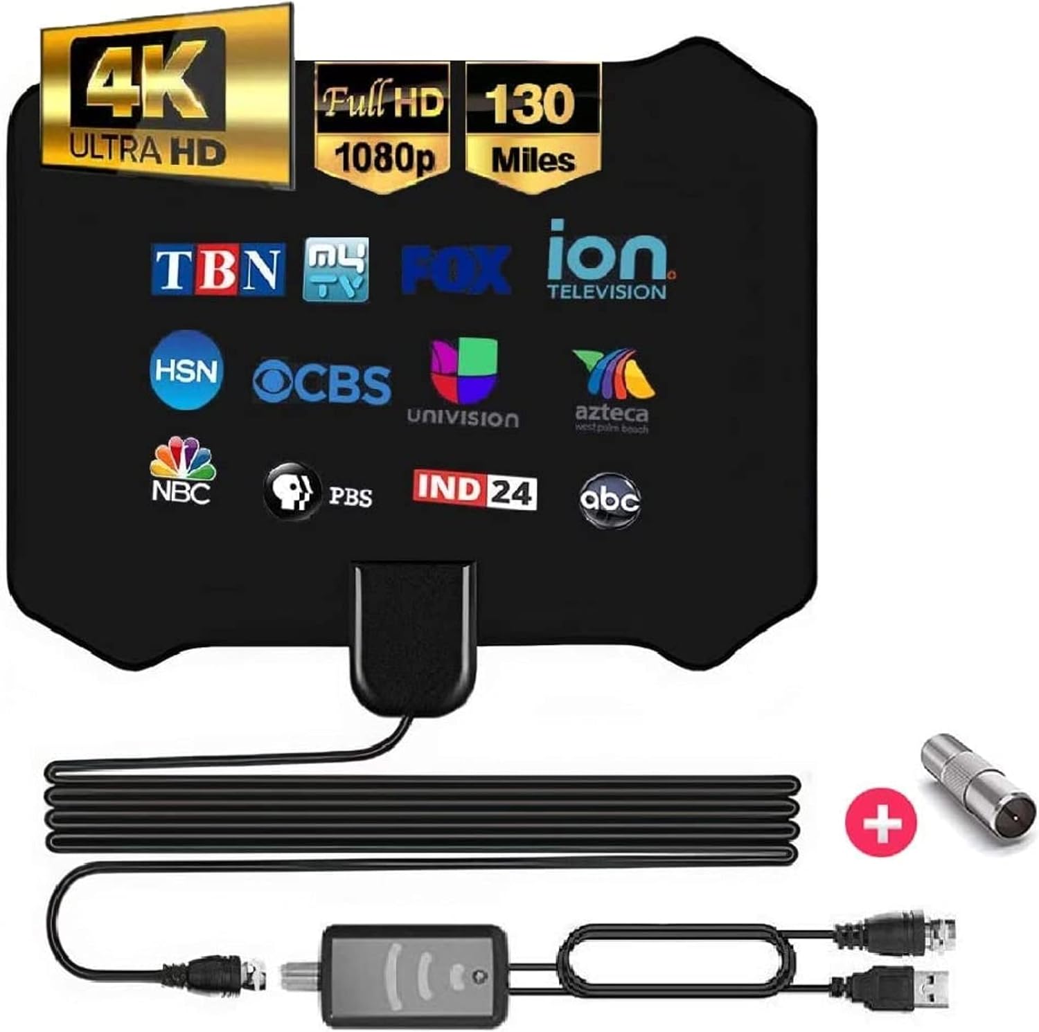 [Best of 2021] Digital Indoor Tv Antenna - Smart Amplified Rabbit Ears Antenna, 16 Feet Cable, Crystal Clear 1080P 4K Support, Powerful Amplifier Signal Booster, 270 Miles Range, Free Channels