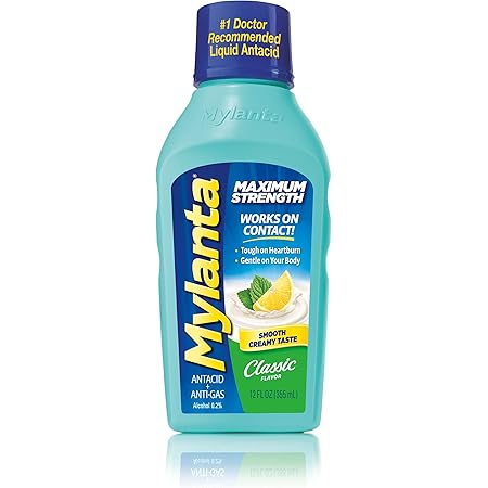 Mylanta Antacid and Gas Relief, Maximum Strength Formula, Classic Flavor, 12 Fluid Ounce