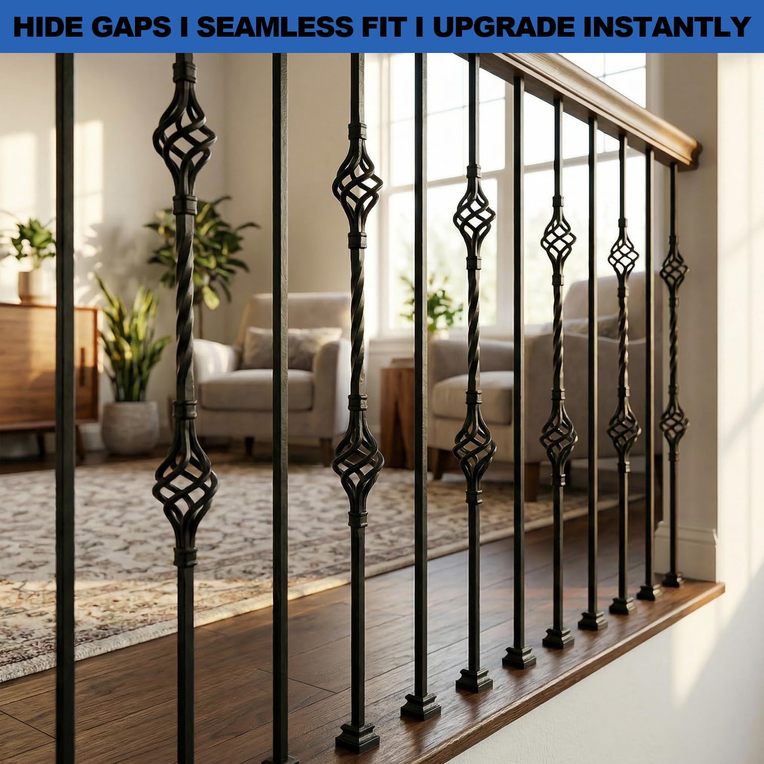 Iron Baluster Shoes, Stair Flat Shoe with Screw for Use with 1/2" Square Balusters (100)