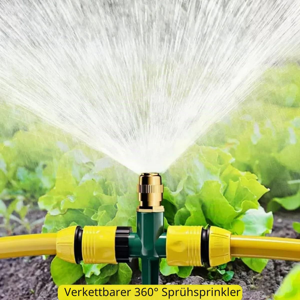 Metall-Rasensprinkler, automatischer Messingsprinkler mit Spike-Basis, 360° verstellbares Sprinklersystem für Gras, Terrasse, Garten, Bewässerung