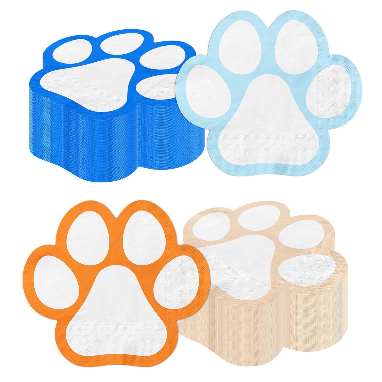 Blue Dog Napkins, 40Pcs Orange and Blue Dog Paw Napkins Disposable Blue and Orange Napkins Birthday Party Decorations, Orange and Blue Nakpins for Girl Boy Birthday Party