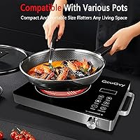 Vista 9 de Portable Infrared Burner 3500 Electri Burner with 3 Hours Timer-Electric Hot Plate Touch Control Panel Adjustable Heating Power Glass Plate Electric