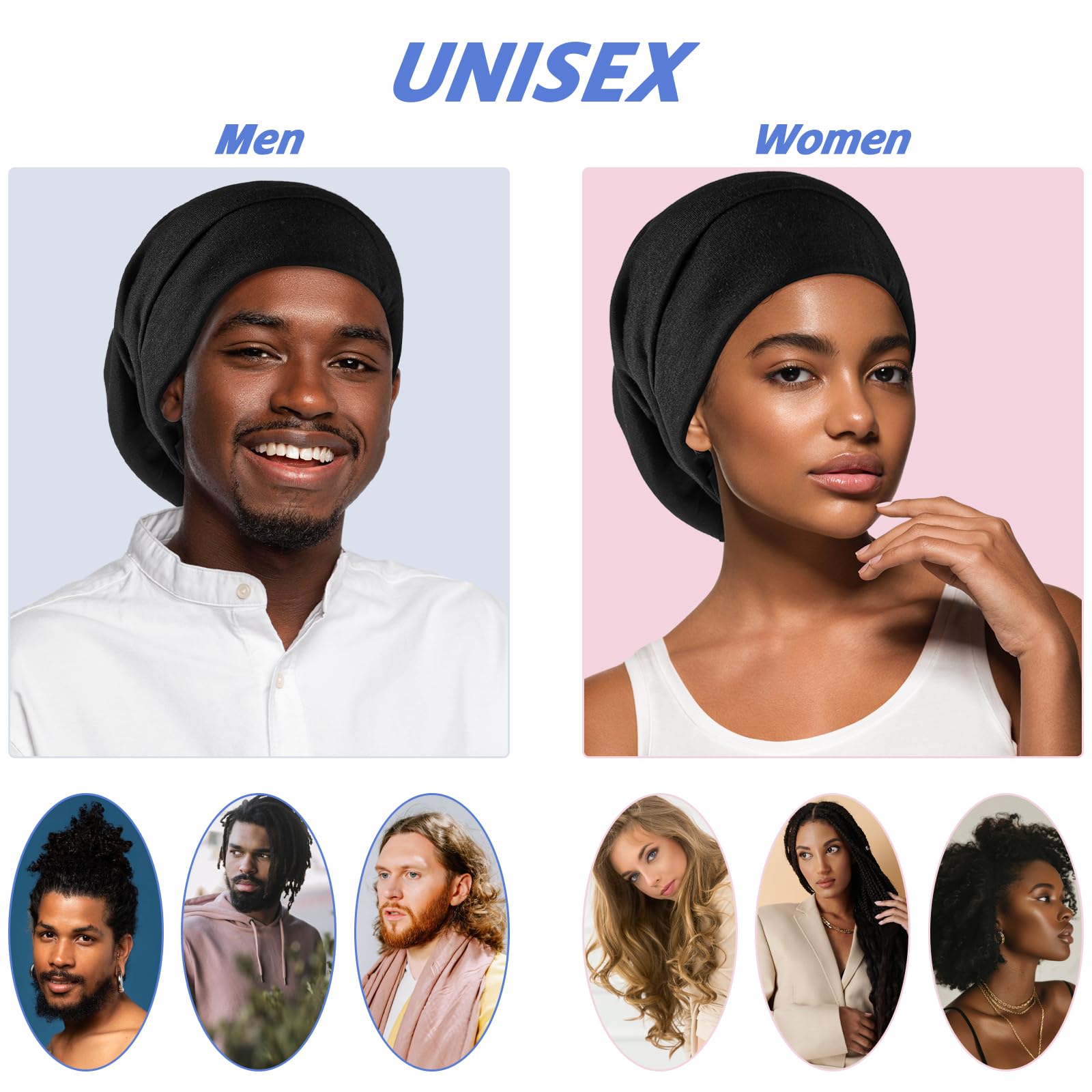 Nogeqi Adjustable Hair Bonnet for Men Anti Frizz Mens Bonnet for Sleeping Satin Hair Protector for Curly Stay on All Night(Black) - Image 4