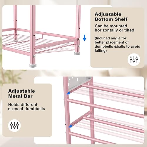 Miniatura 5 de Estante para mancuernas, almacenamiento de gimnasio en casa para pesas rusas, esterilla de yoga y equipo de entrenamiento de fuerza, estante de