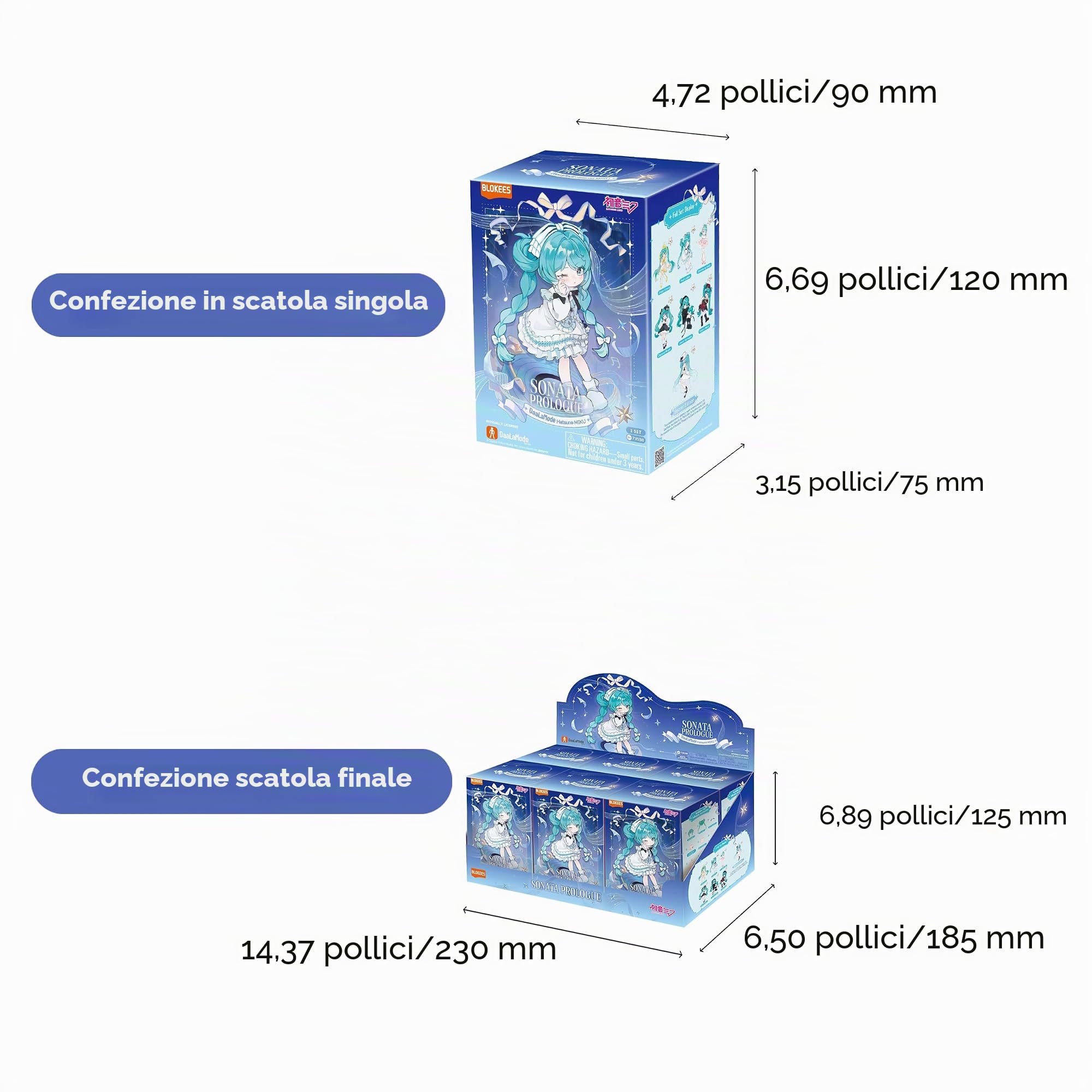 BLOKEES - Serie DaaLaMode - Hatsune Miku 01 - Sonata Prologo - 6 x Kit di modelli - Montaggio richiesto - Nessun attrezzo - Nessuna vernice - Nessuna colla - Nessun taglio - Età 14+ Mystery Box