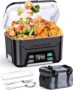 Docusvect Cordless Self Heating Lunch Box 1.3L with Single-Tier Lunch Bag