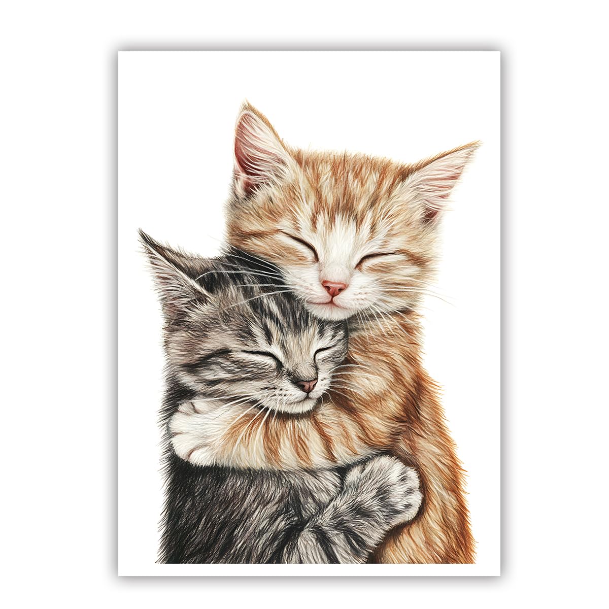 CHERHERART Cute Sleeping Cats Canvas Wall Art for Living Room Bedroom Modern Artwork Prints Animal Canvas Picture Poster for Nursery Home 55x85cm Frameless