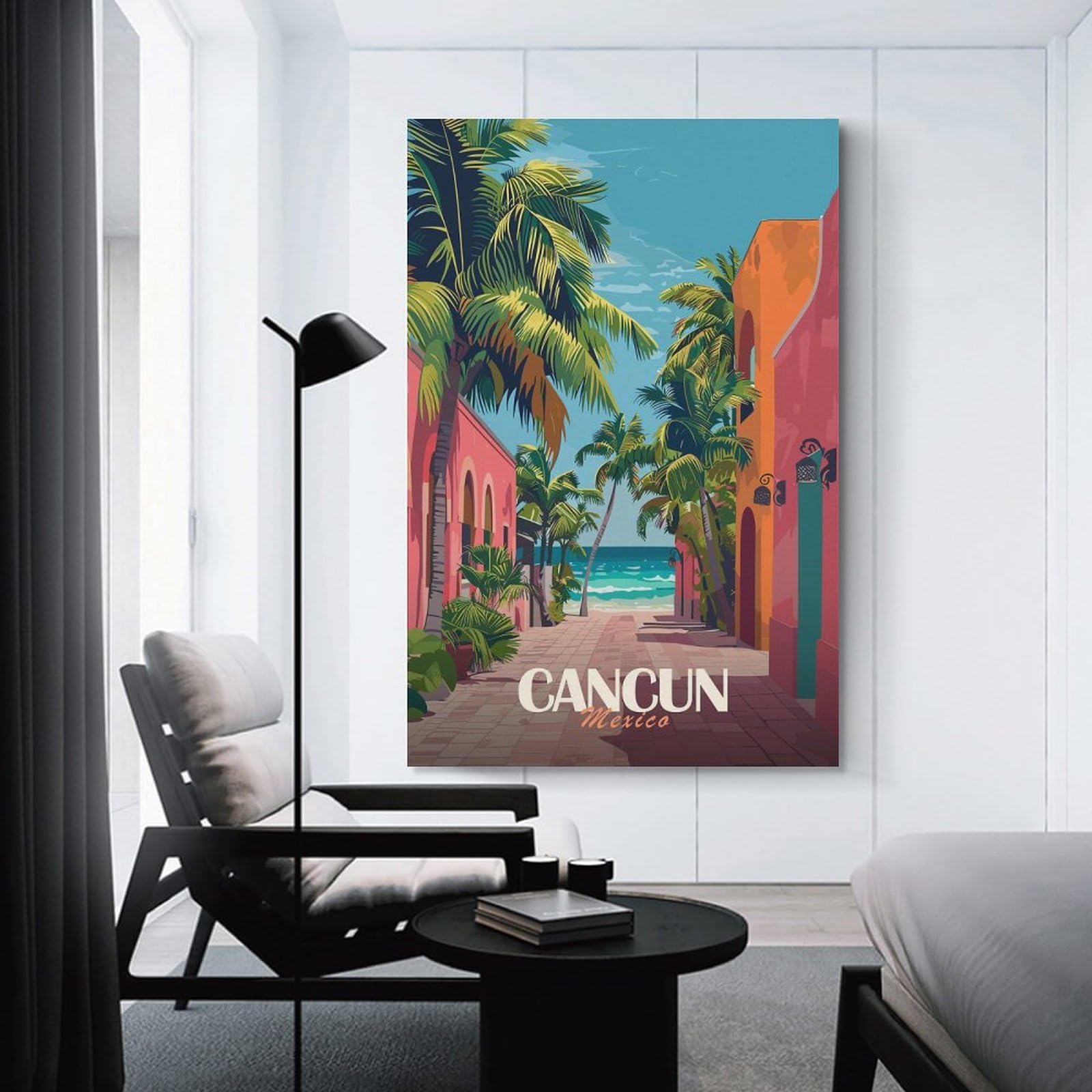 Junmoney Room Decor Wall Art Cancun Mexico Travel (2), 16x24inch(40x60cm), for Flats, Guest Rooms Or Compact Rooms, Wall Decor with Flexible Room Appeal