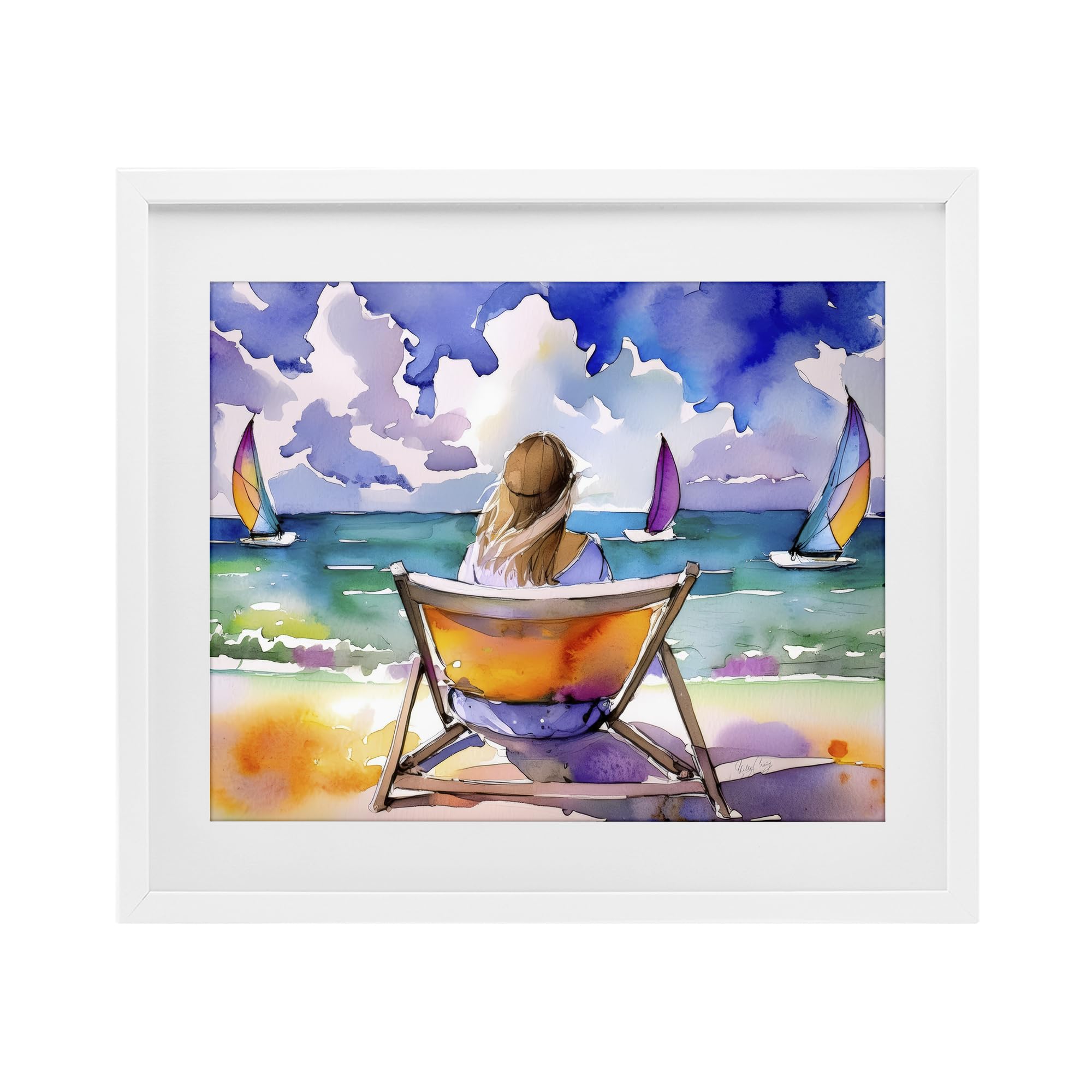 Stupell Industries Coastal White (Textured) 'Front Row To Paradise'| Framed Print Under Glass