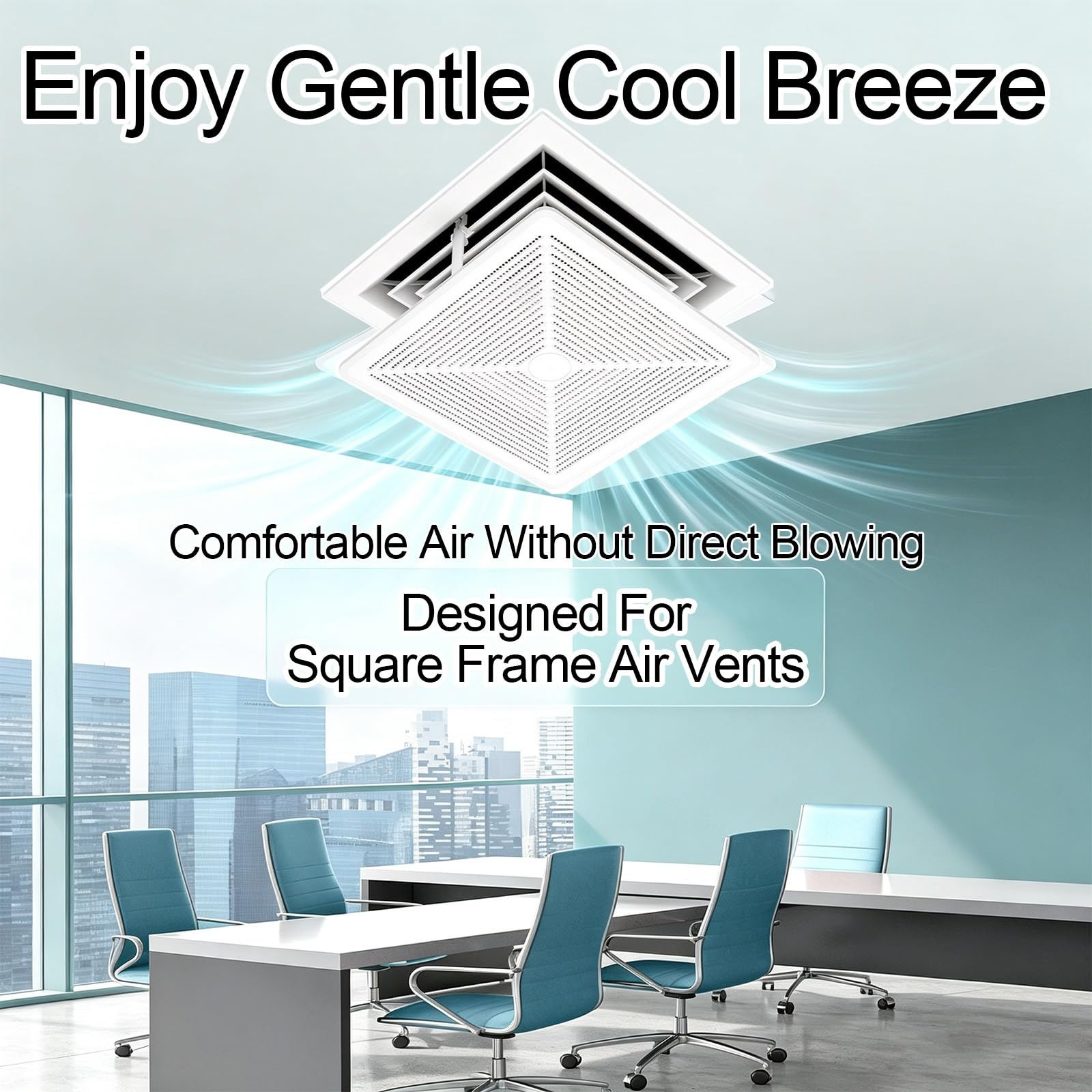 Deflettore Climatizzatore Soffitto, PP Spesso, Direzione Aria 270° | Guida Bocchetta AC Da Soffitto, 5000+ Fori Ventilati, Installazione Sospesa Per Uscite Quadrate(65cm/25.6in)