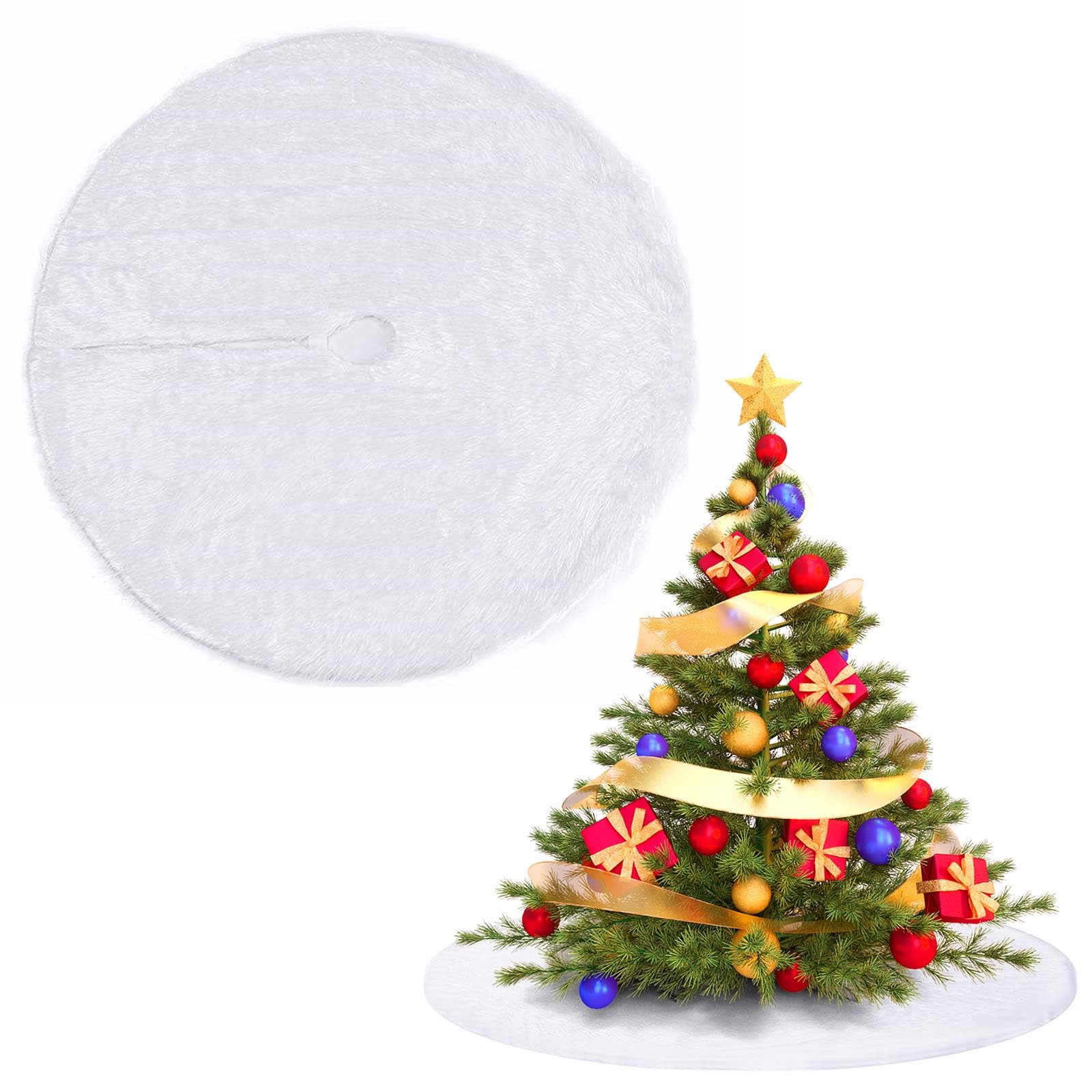 Xaosin Jupe de Sapin de Noel Rond 150 cm Cache Pied Sapin de Noel Blanc Tapis Sapin Noel Peluche Jupe de Sapin pour Décoration Noël, Décoration Sapin Noël Xaosin Jupe de Sapin de Noel Rond 150 cm Cache Pied Sapin de Noel Blanc Tapis Sapin Noel Peluche Jupe de Sapin pour Décoration Noël, Décoration Sapin Noël