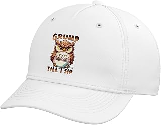 Grumpy Owl with Coffee Adjustable Baseball Hat