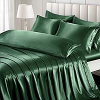 Vista 17 de Ersmak Juego de funda de edredón de satén de 6 piezas, tamaño matrimonial/queen, de lujo, con 1 funda de edredón suave, 4 fundas de almohada Queen