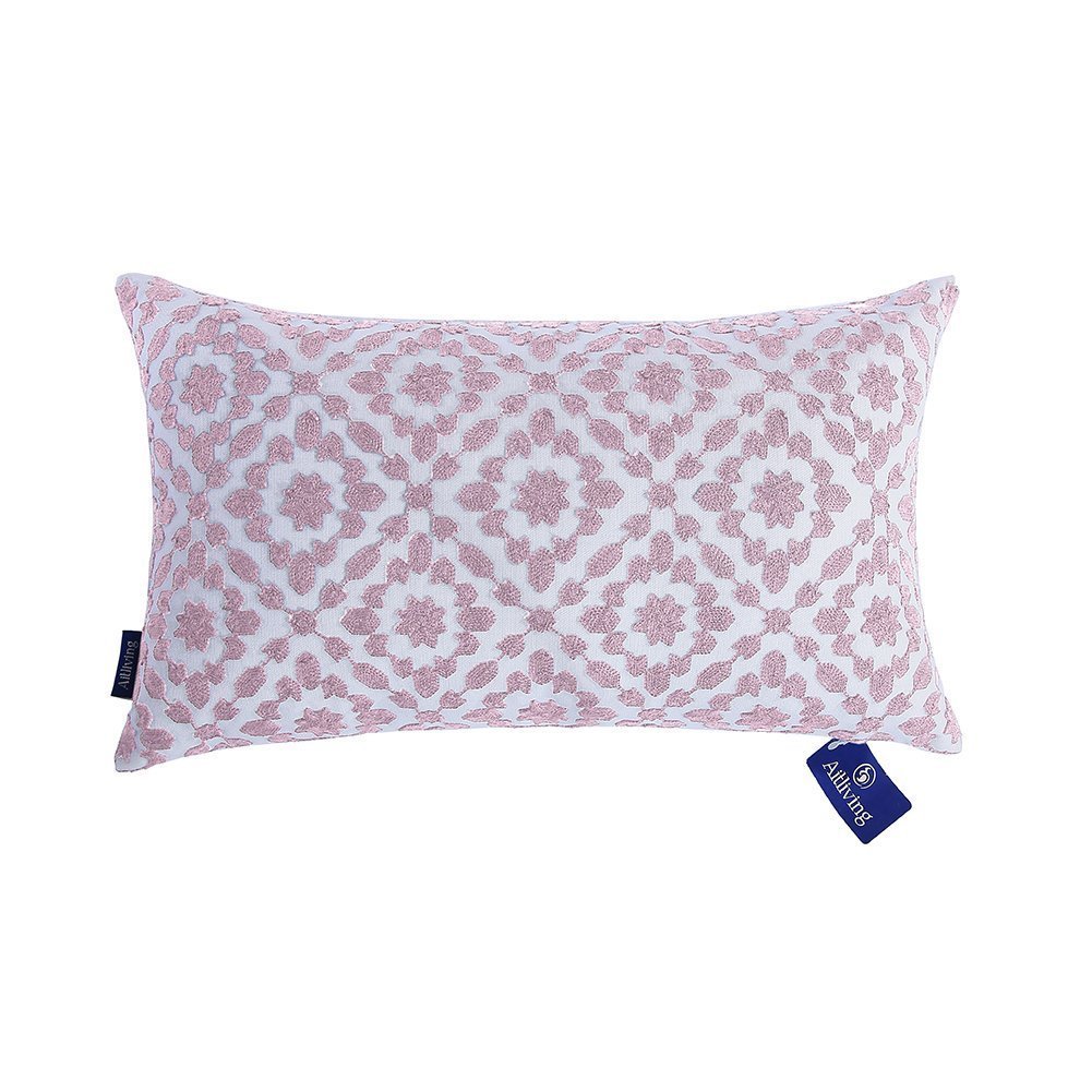 Elegant Trellis Embroidered Lumbar Cushion Cover 12x20in 30x50cm 1pc