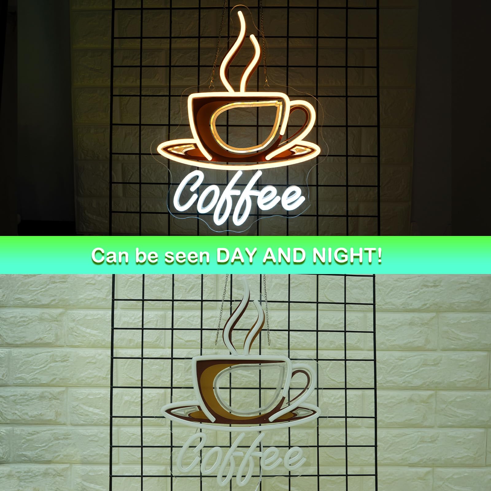 ineonlife Coffee Neon Led,Café Lettre Lumineuse, Neon Mural pour Décoration,Néon Led pour Bistrot,Food Truck Café,Coin Café,Magasin de Boissons,Cuisine,Chambre,Cadeau