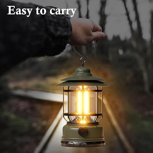 Miniatura 9 de Linternas LED portátiles para campamento, atenuación sin escalones de 1500 lúmenes, ligeras, retro, alimentadas por USB, recargables, kits de