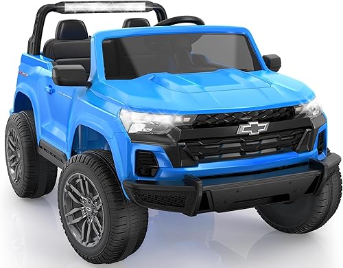 Juguetes de 24 V y 2 plazas con licencia Chevrolet Colorado, auto eléctrico con control remoto, 4 motores de 200 W, 4 WD2WD, almacenamiento trasero,