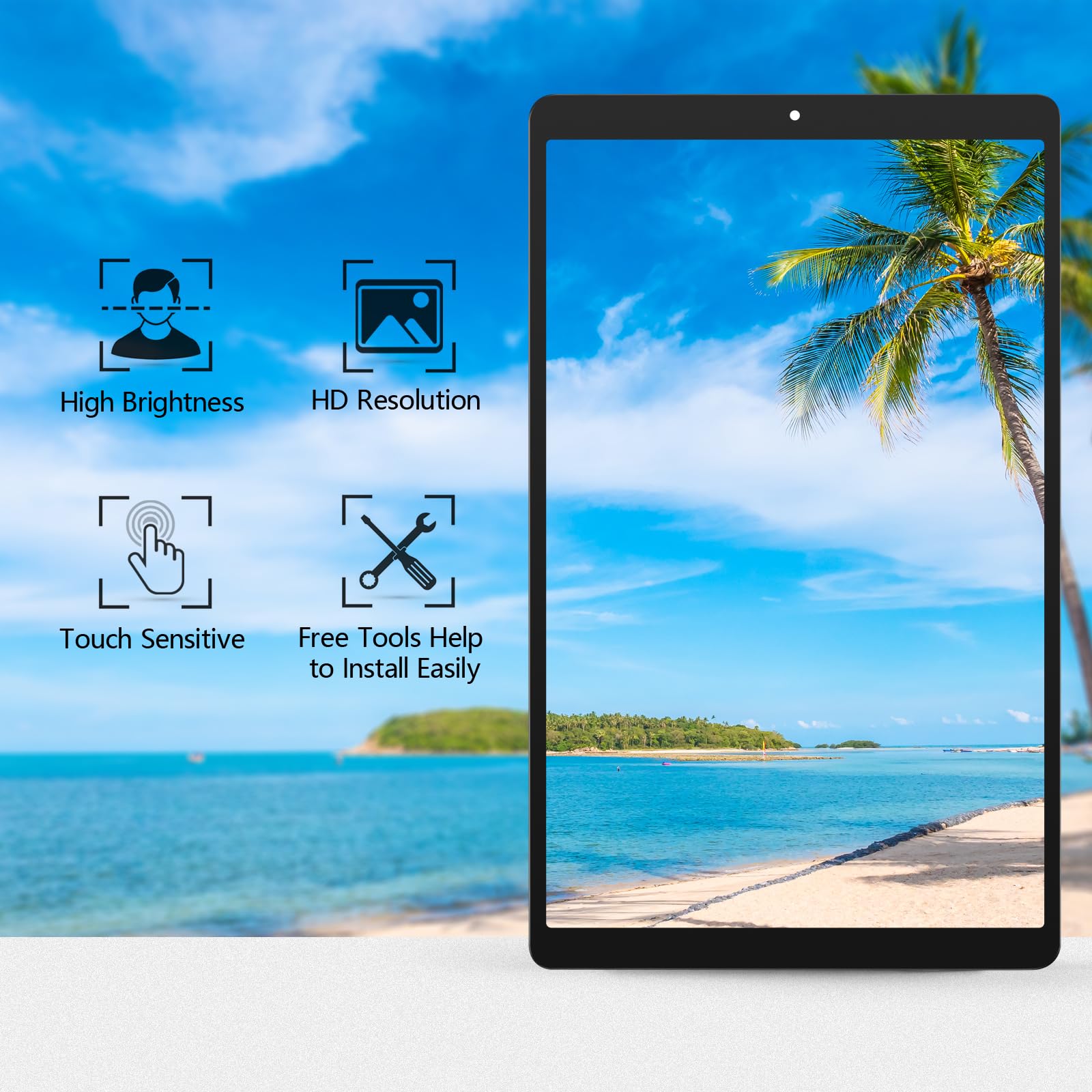 Tavoletta Schermo per Samsung Galaxy Tab A 10.1 2019 T510 T515 Display Digitalizzatore Touch Screen LCD per Samsung Galaxy Tab A 10.1 2019 Schermo LCD Display + Kit di Riparazione