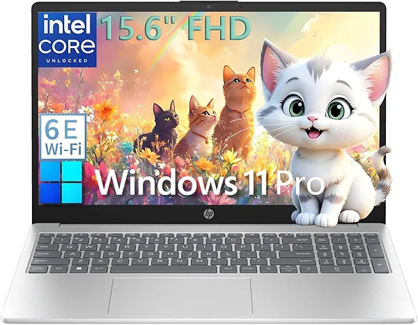 HP 15.6" FHD Laptop Computer for College Student Home Study, 16GB DDR4 RAM, 256GB PCIe SSD, Intel CPU (Beat i3-1115G4), WiFi 6E, Bluetooth 5.3, Type-C, Webcam, Numeric Keypad, Silver, Windows 11 Pro
