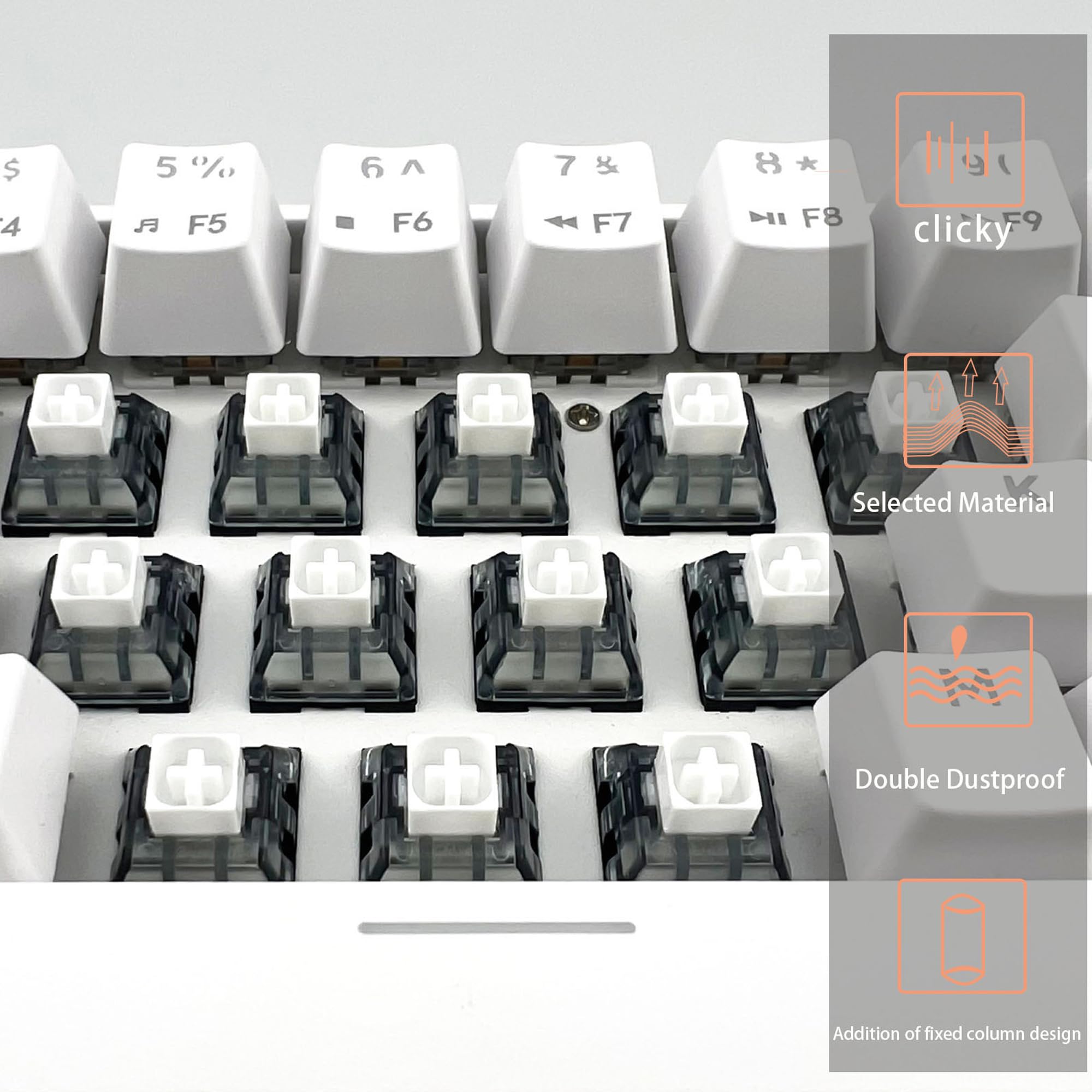 Kailh Box - Interruptor de teclado V2, 5 pines, 45 gf, prelubricado, resorte chapado en oro, a prueba de polvo e interruptores impermeables para teclado mecánico para juegos (72 piezas)
