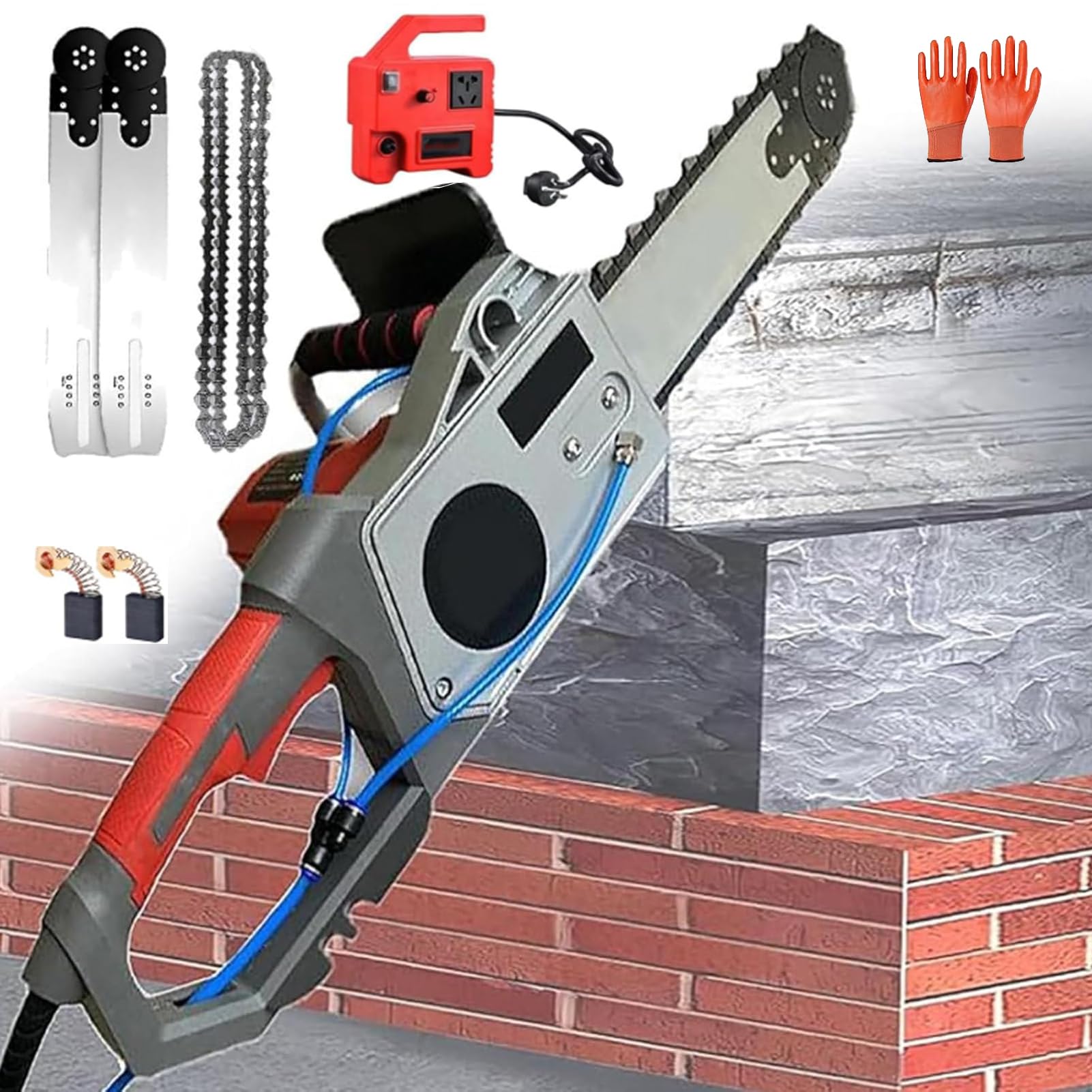 JianboBoxve Electric Concrete Saw 5800W/6500W, Handheld Concrete Chain Saw Wall Cutter with Diamond Blade, 14"/19" Cutting Depth, for Clean Wet Cutting, Masonry Saw for Concrete, Brick and Rebar