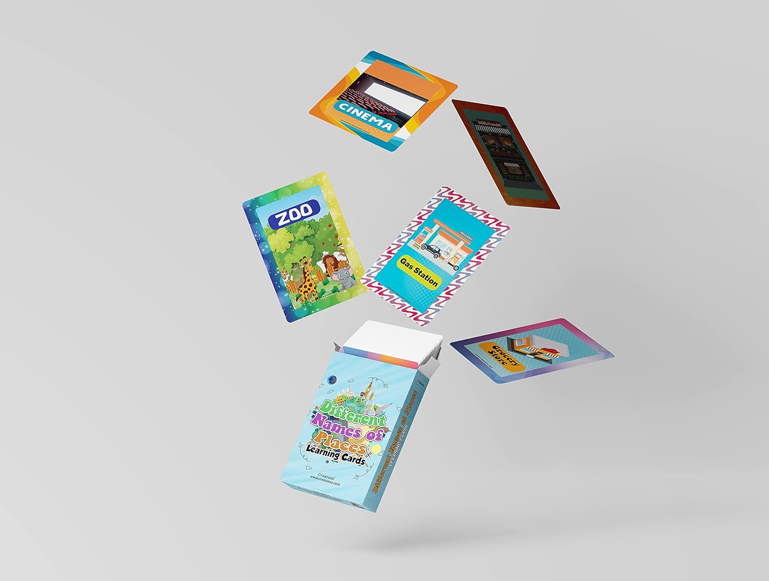 Creanoso 異なる場所の名前 ラーニングカード (4-デッキX 54 カード) &ndash; ラーニング デイケア 教室 保育園 ホーム