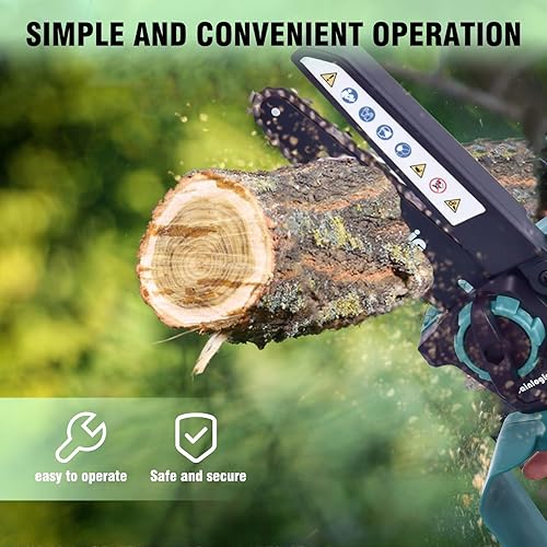 Miniatura 6 de Sainlogic Mini motosierra inalámbrica, mini motosierra de 6 pulgadas inalámbrica, motosierra de mano alimentada por batería, motosierra eléctrica