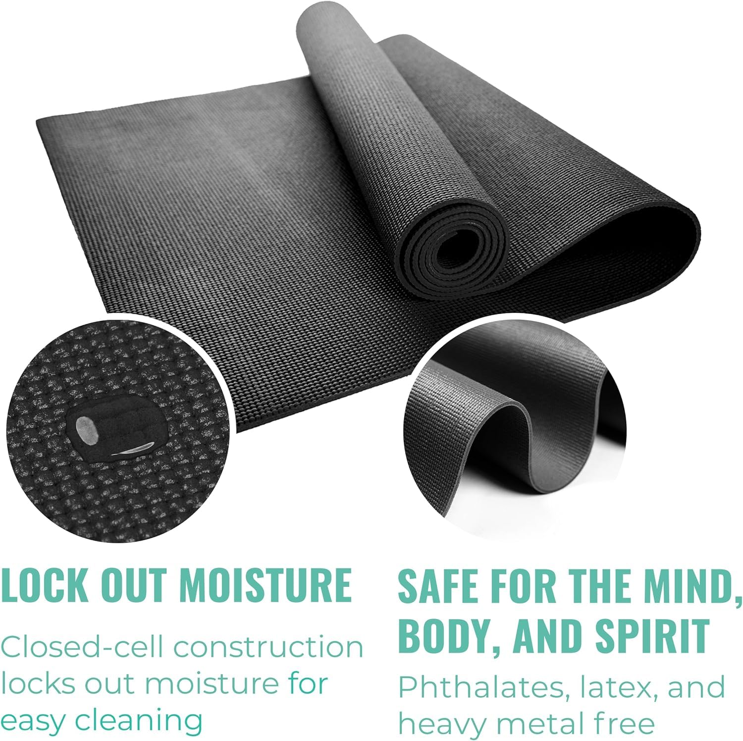 Paquete de 12 esterillas de yoga clásicas con correa de transporte, 172.7 cm x 61.0 cm, tapete de ejercicio antideslizante, tapete de gimnasio de 4 mm de grosor, tapetes de yoga no tóxicos