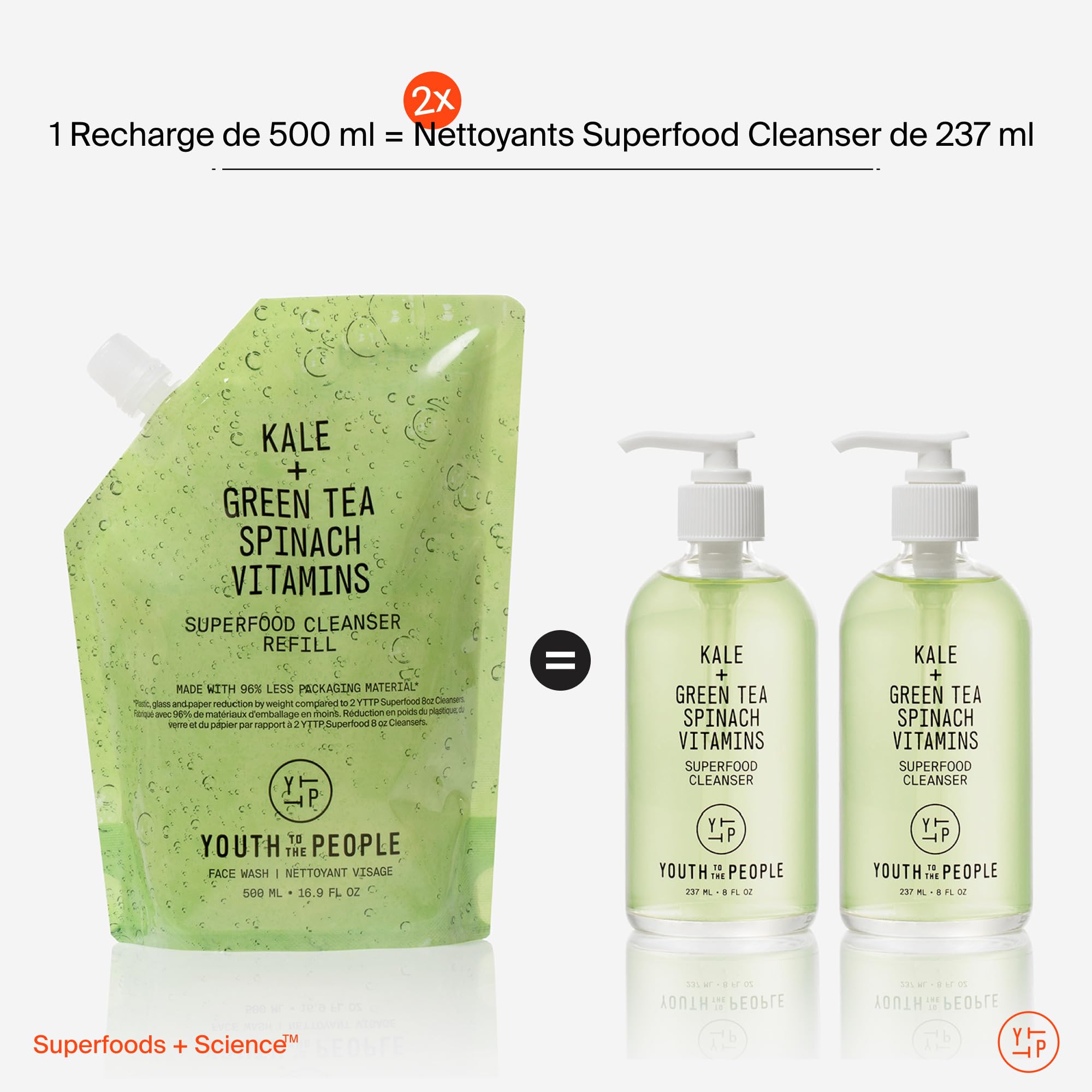 Youth To The People Superfood Cleanser, Nettoyant Visage, Enrichi en Chou Kale, Thé Vert & Épinards, pH Équilibré, Pour Tous les Types de Peau, Démaquillant Doux pour Peaux Sensibles, 150 ml