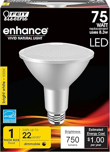 Miniatura 9 de Feit Electric Bombillas LED PAR30L, equivalente a 75 W, regulable, luz diurna de 5000 K, 750 lúmenes, vida útil de 22 años, base E26, luces de