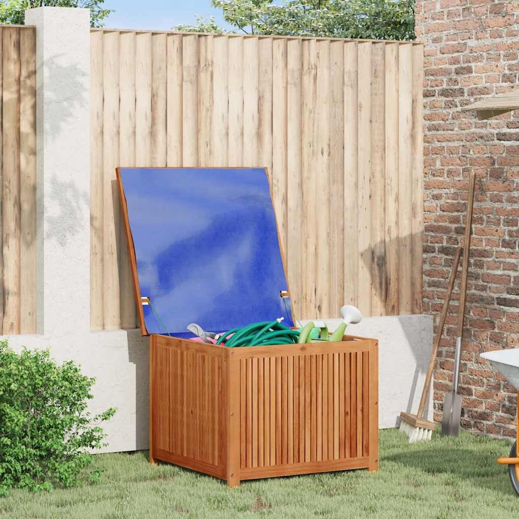 Gartenbox aus Massivholz Akazie 75x75x58 cm mit wasserfestem Innenbeutel für Außen- und Innenbereich, robuste Aufbewahrungstruhe für Möbelkissen, Decken und Spielzeug,
