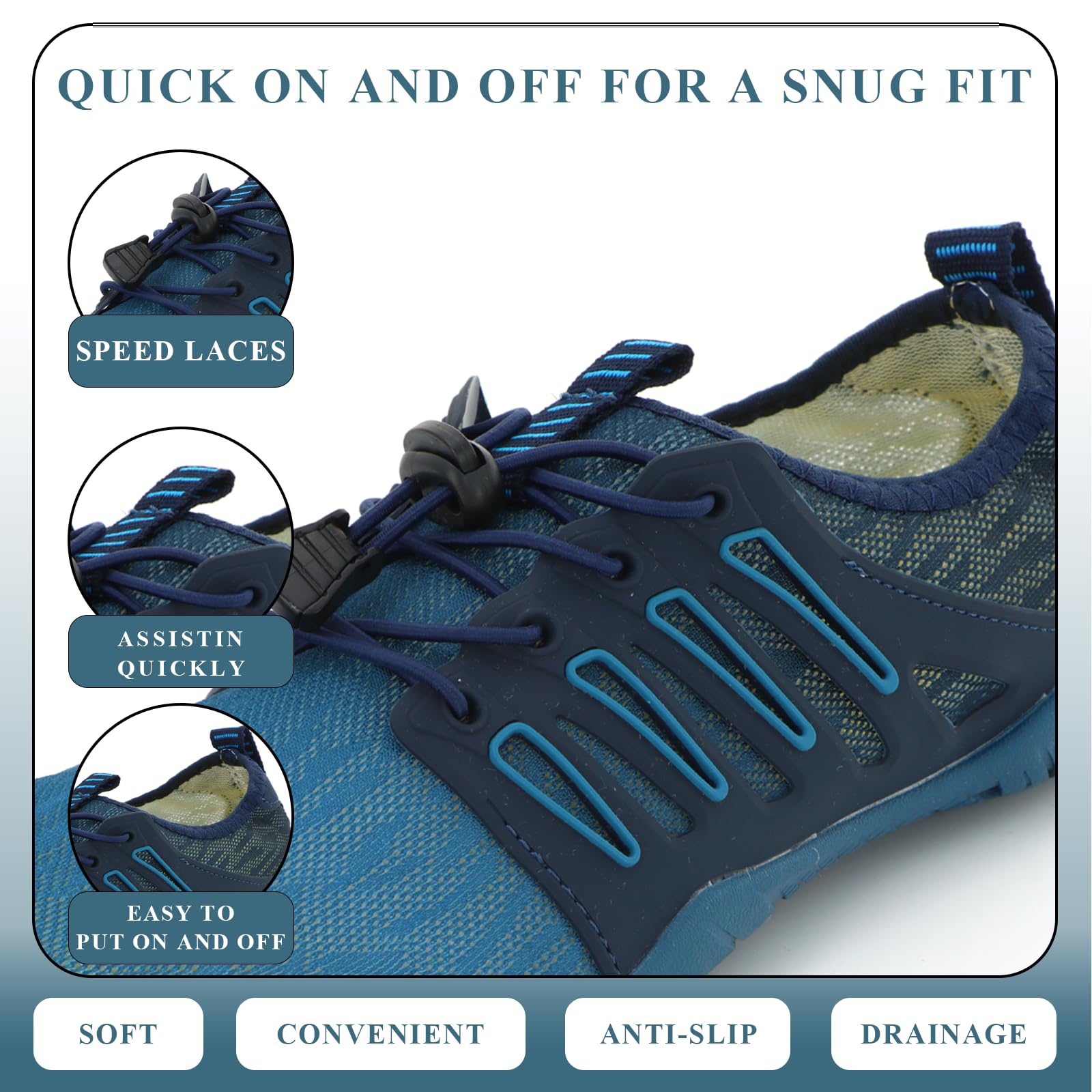 Chaussures d'eau pour Femmes, Chaussures Légères de Natation de mer pour Hommes, Chaussure Unisexe Pieds Nus à Séchage Rapide pour Le Surf, la Plongée, Le Yoga