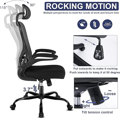 Miniatura 7 de Misolant Silla de oficina silla de escritorio ergonómica silla de escritorio de oficina silla de oficina con reposacabezas y soporte lumbar