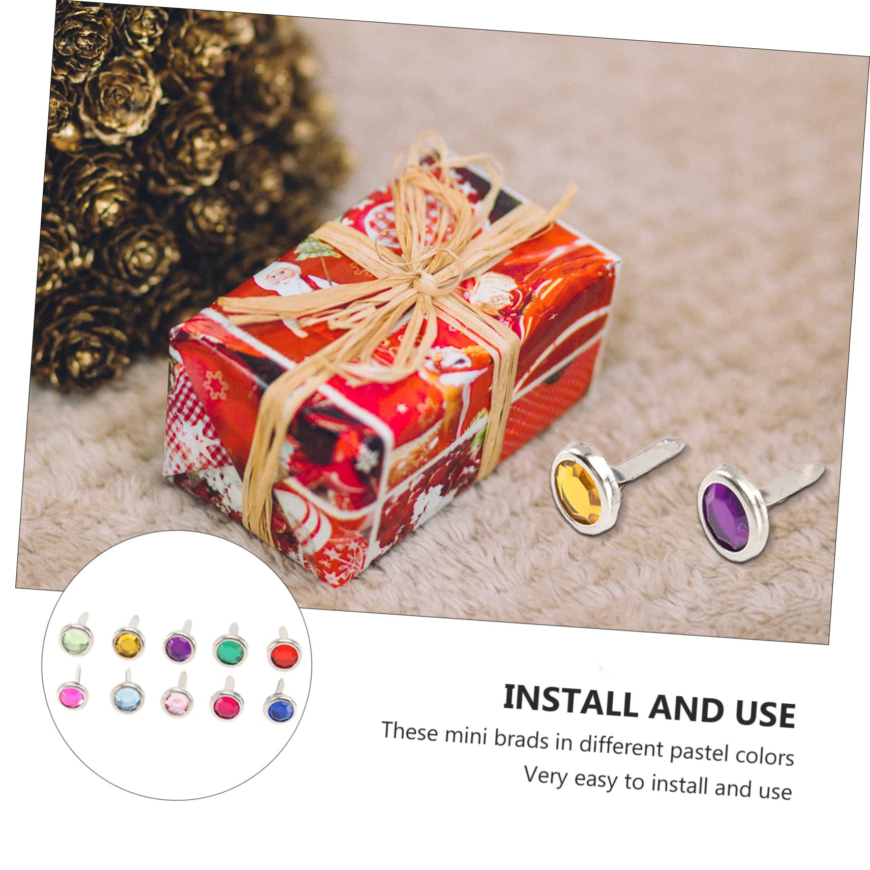 HOODANCOS 100pcs Mini Round Brads Fasteners Durable Metal Paper Fasteners for Scrapbooking and DIY Crafts Random Pastel Colors Easy to Install and Use Random Color