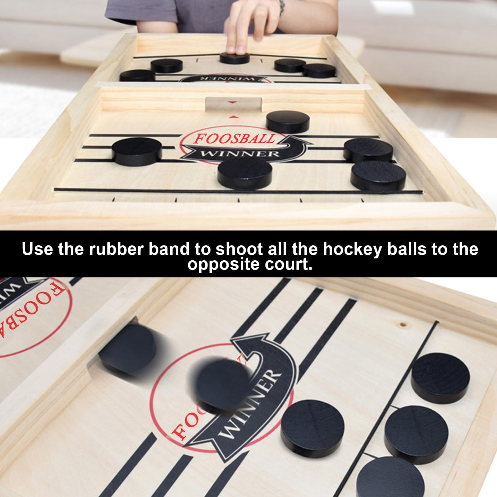 Hockey da Tavolo,Air Hockey da Tavolo Scacchiera in Legno Giochi Set Scacchiera Portatile 2 in 1 Giochi di Società Macchina daHockeys su Ghiaccio Gioch Bambinin,per Tavol Società