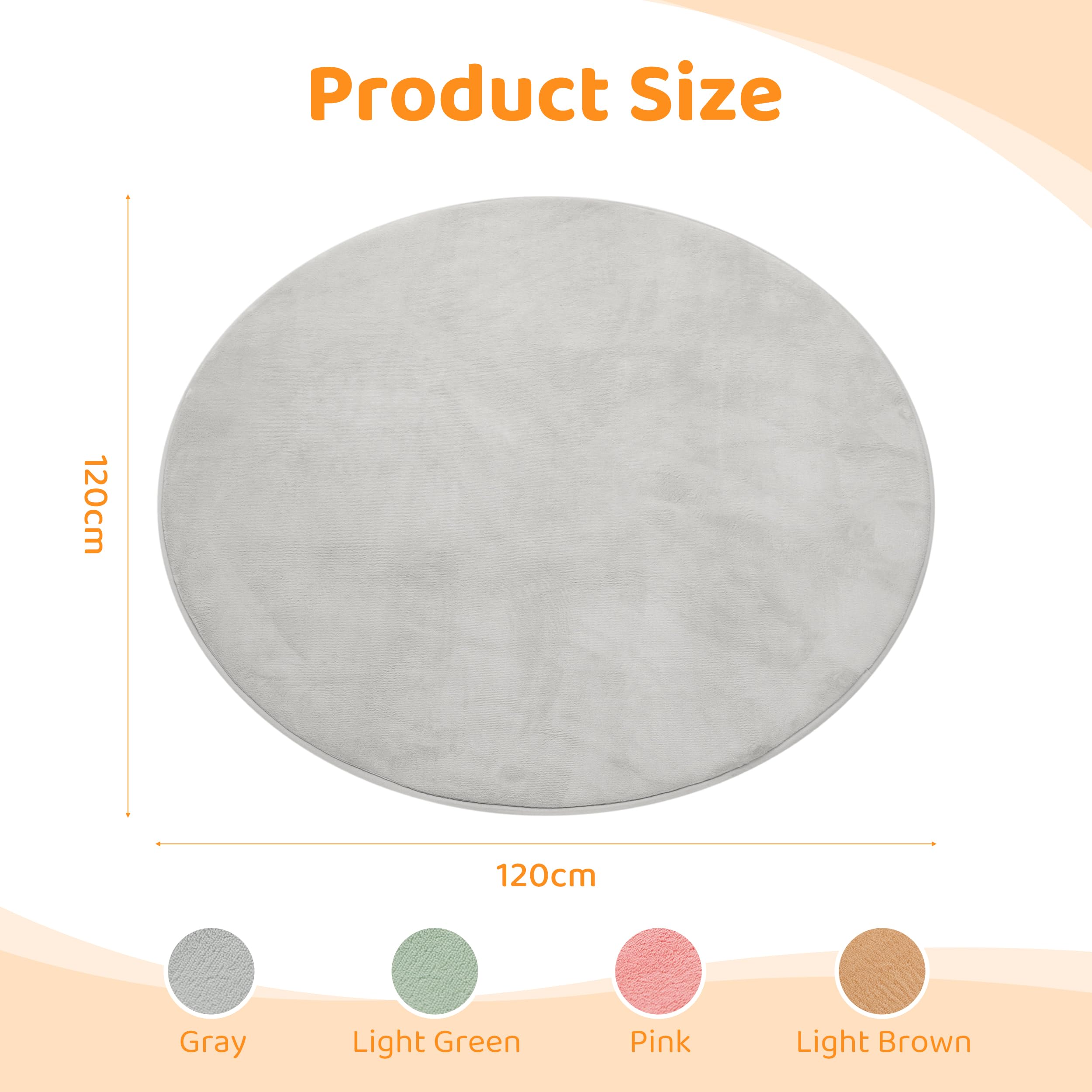 BYBYME 3cm Thick Baby Play Mat for Floor diameter 120cm Foldable Playpen Mat with Non-Slip Backing for Infant Kids and Toddler Crawling - Image 2