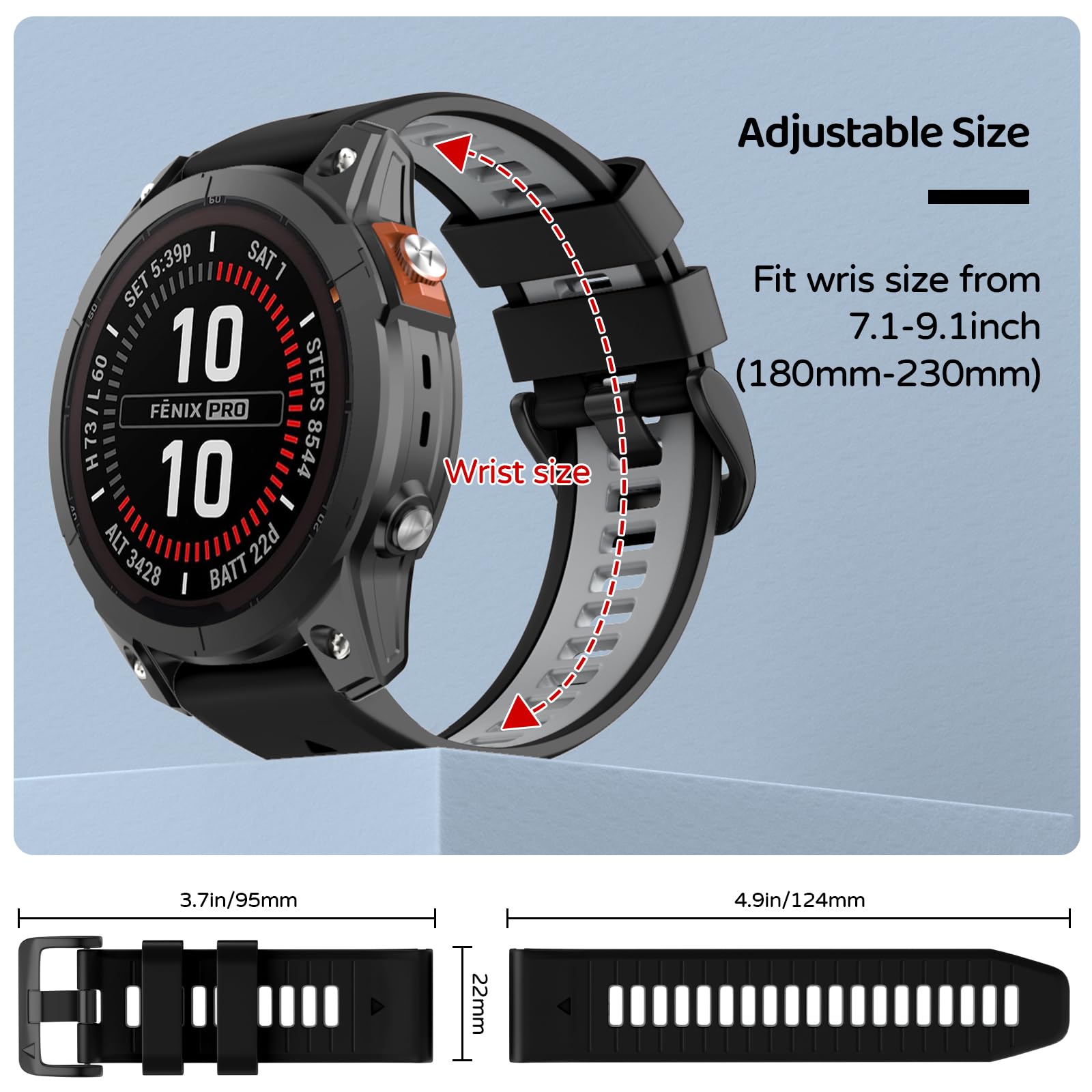 U-LIMVE Watch Strap for Garmin Fenix 8 47mm/Fenix E/Fenix 7/Fenix 7 Pro/Fenix 6/Fenix 6 Pro/Fenix 5/Epix Pro 47mm - Image 4