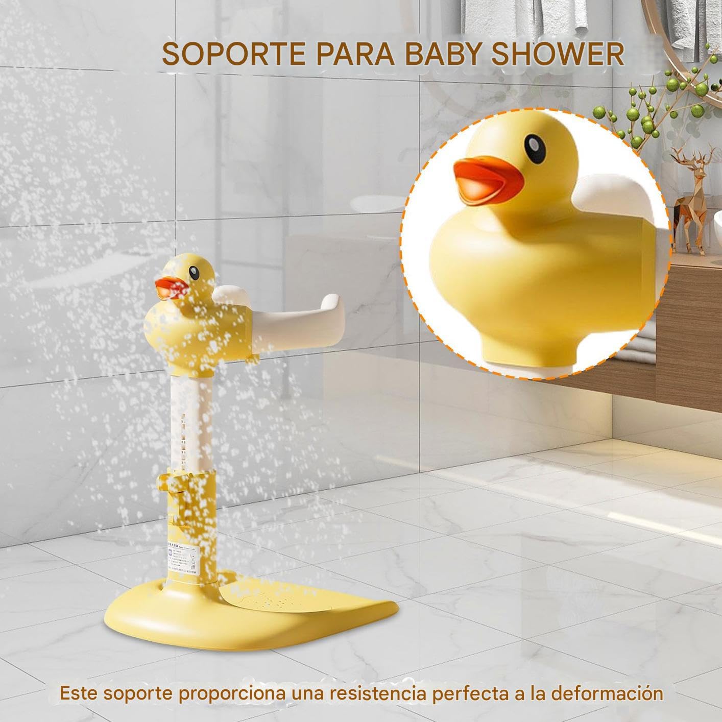 Soporte de Ducha para Bebés, Apoyo para Bebé de Pie en la Bañera | Altura Ajustable con Base Antideslizante para Bebés de 6 a 24 Meses