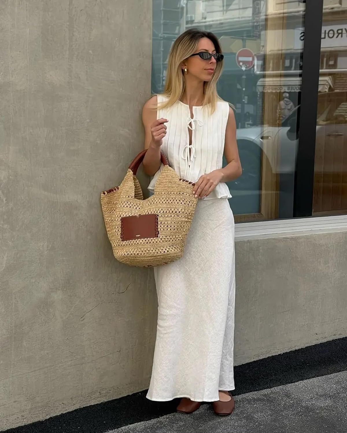 Tie Front Tank Tops for Women Y2K Bow Sleeveless Coquette Pleated Ruffle Shirts Summer 2024 Babydoll Top - Image 4