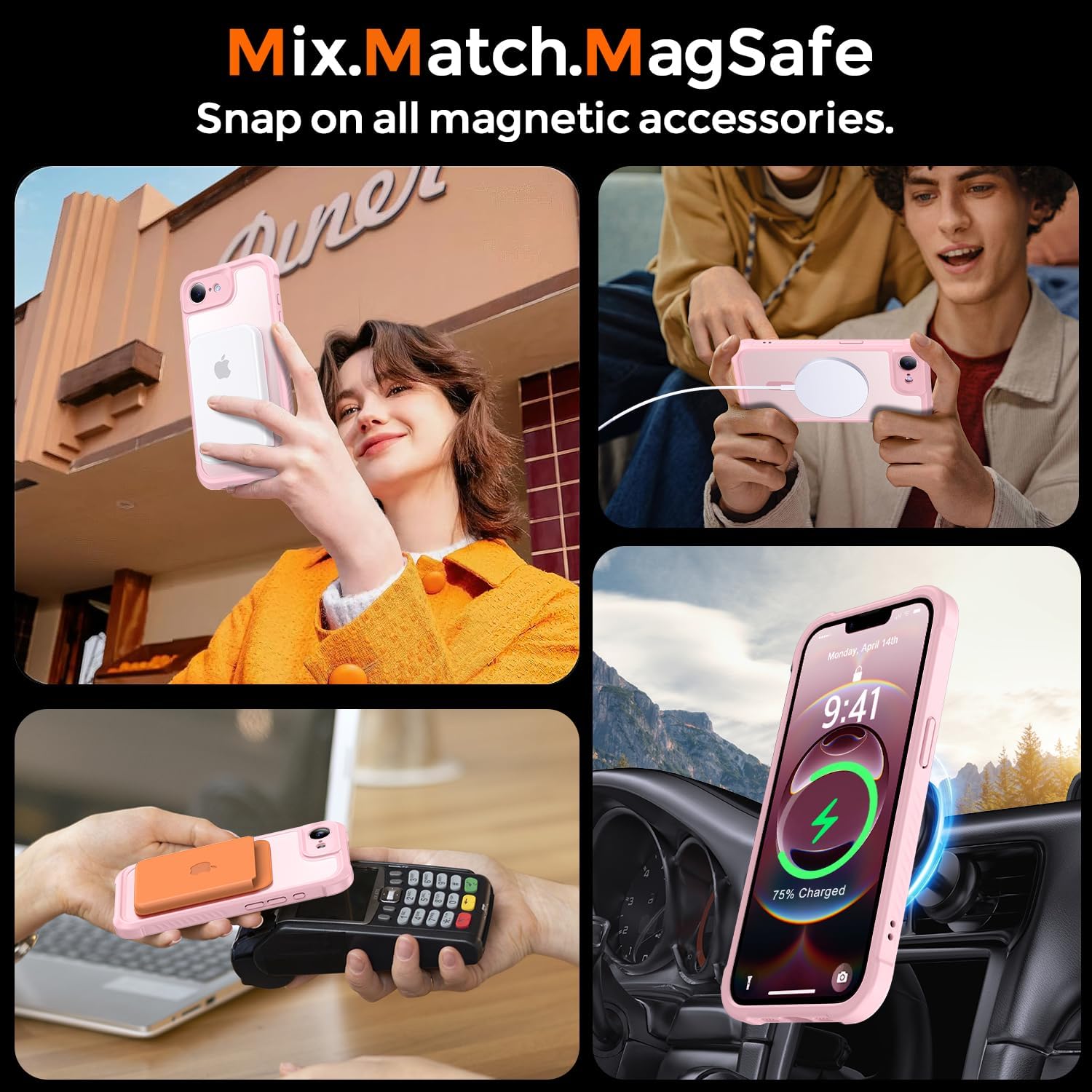 Thomo Magnetic for iPhone 16e Case, [Full Camera Protection] [Compatible with Magsafe] Military-Grade Shockproof, Anti-Fingerprint Translucent Matte Phone Case,Pink - Image 7