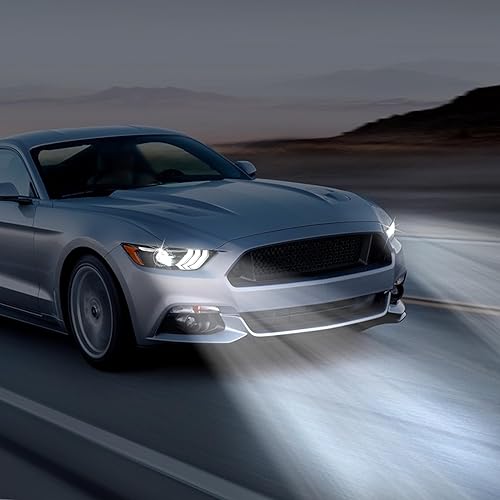 Miniatura 3 de KEWISAUTO Conjunto de faros delanteros para Ford Mustang 2015-2017, carcasa negra, lente transparente, repuesto para Ford Mustang 2015 2016 2017 (2