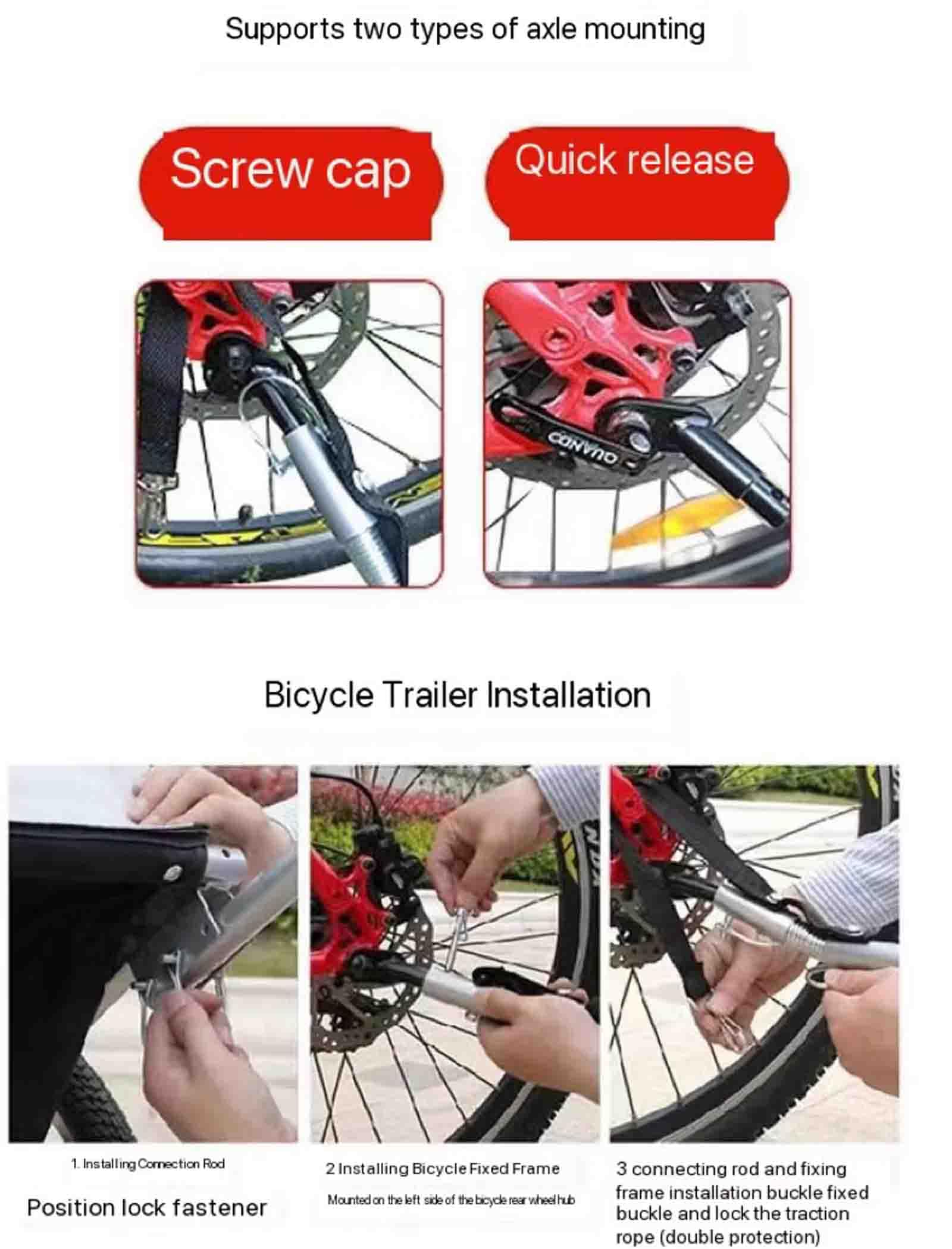 FAXIOAWA Rimorchio per Bici per Cani, Rimorchio per Cani Carrello per Animali Domestici per Bicicletta con Attacco Universale, Portabici Pieghevole per Carro per Cani con Sgancio Rapido (D)