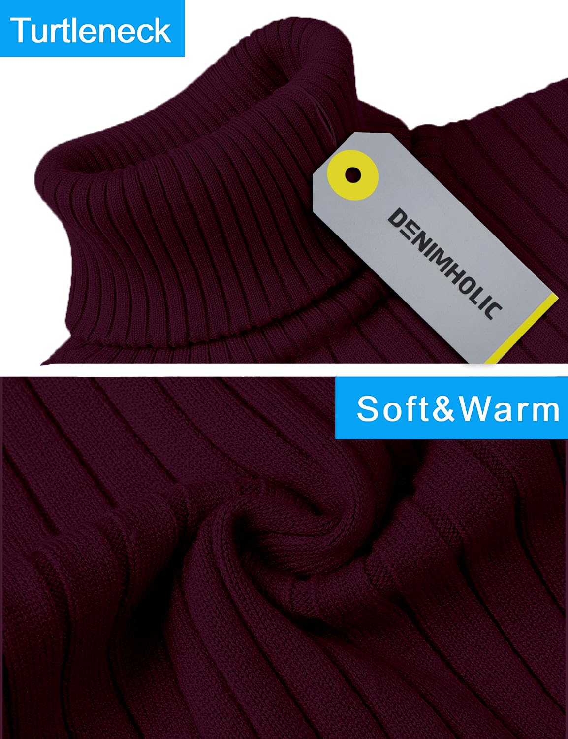DENIMHOLIC Men's Turtle Neck Sweaters for Men, high Neck Sweaters for Men (in, Alpha, L, Wine) - Image 4 thumbnail