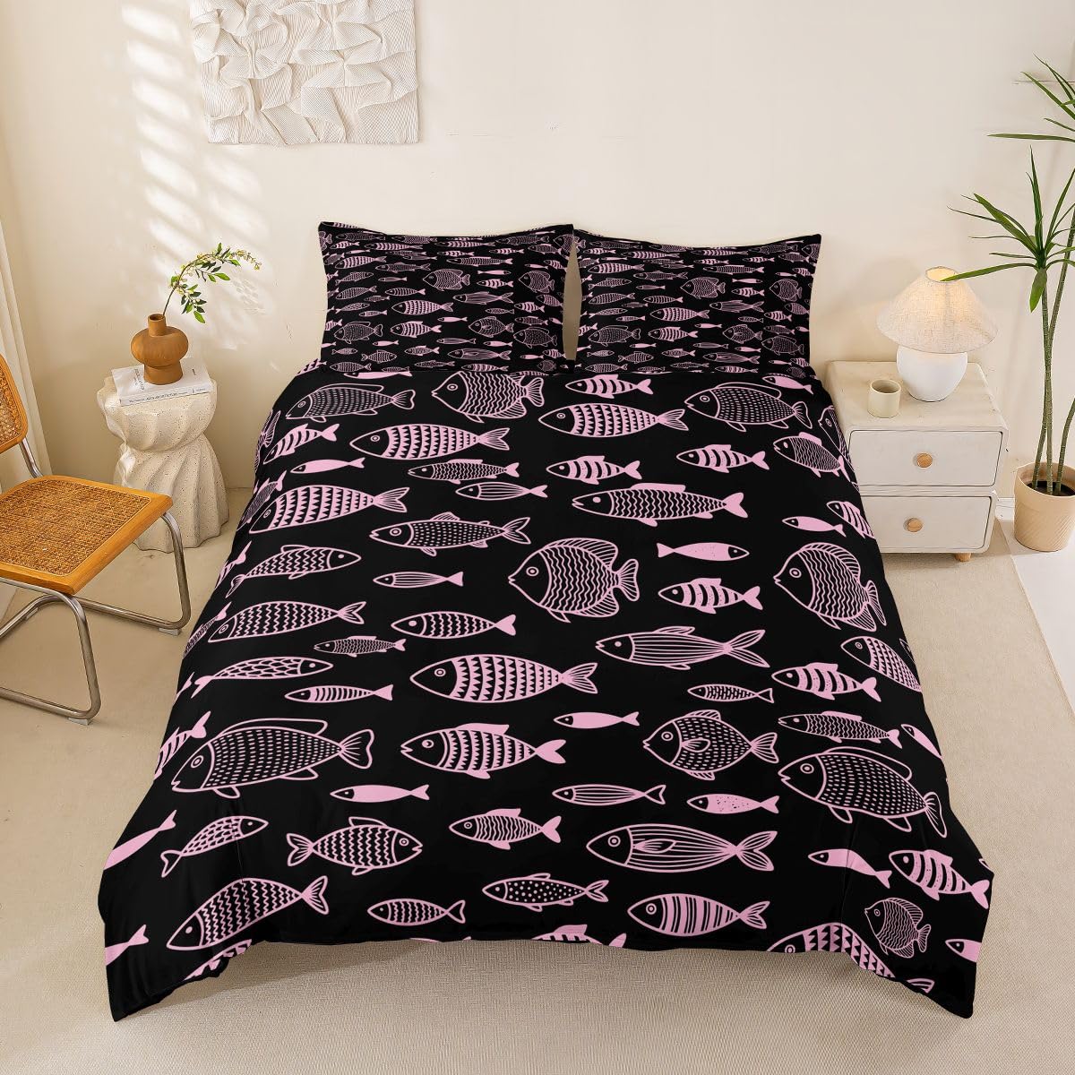 Housse de couette poisson 200x200 pour le lit double d'un enfant passionné