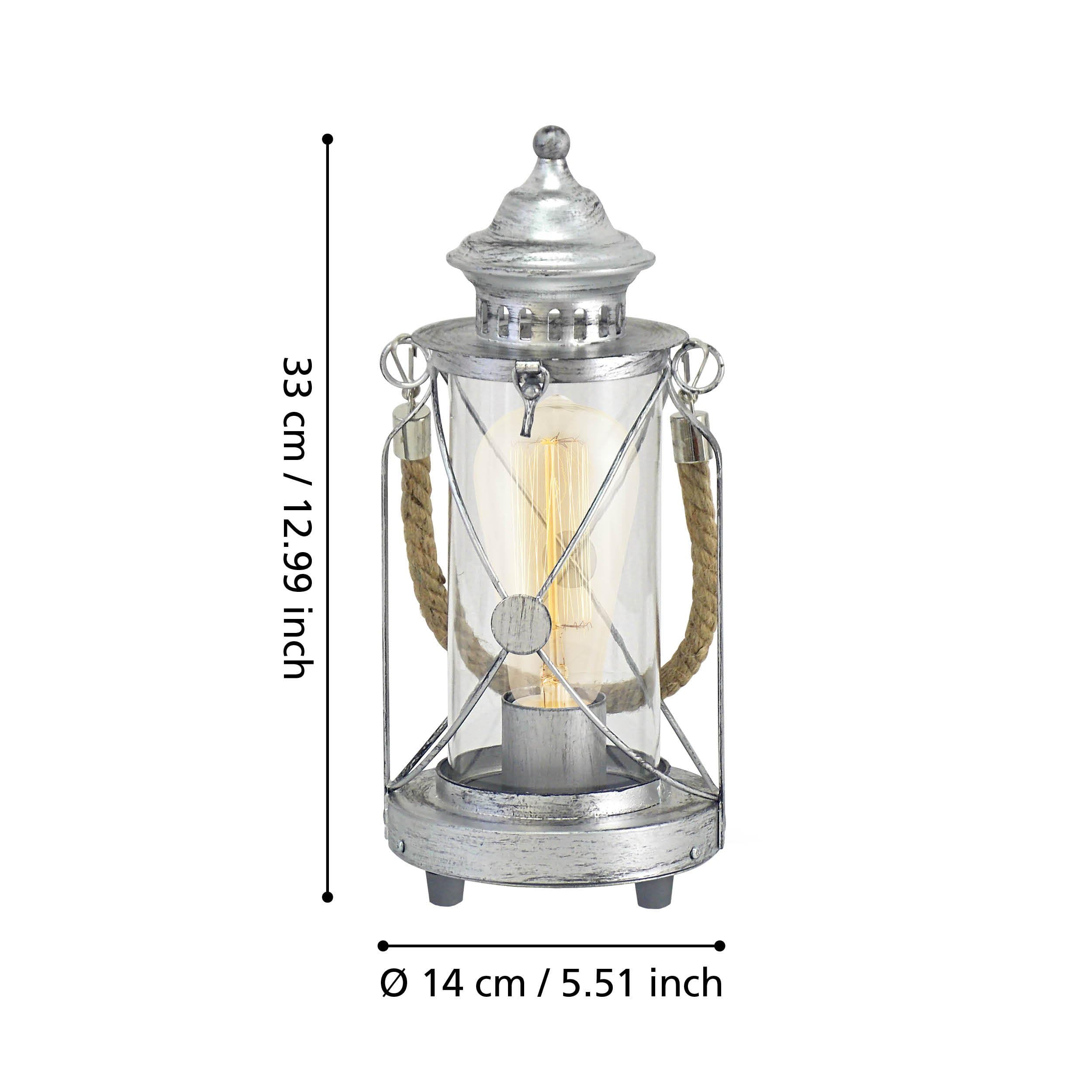 EGLO Tischlampe Bradford, 1 flammige Vintage Tischleuchte, Laterne