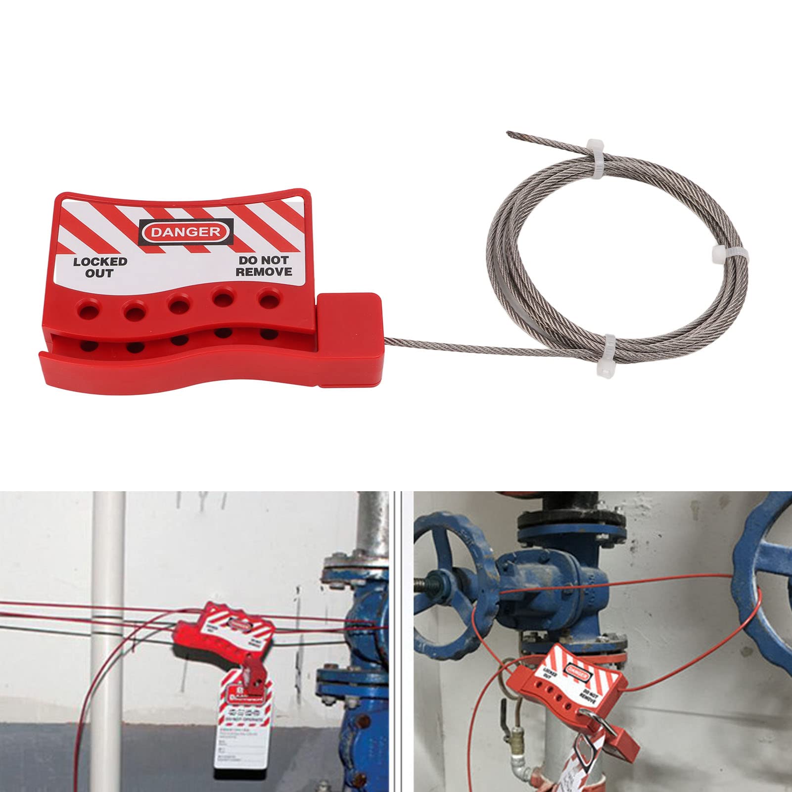 Bloqueo de Cable Ajustable, Material ABS, Gestión de Varias Personas con 5 Orificios para Minas de Carbón Eléctricas Químicas Industriales Inflamables y Explosivas, Válvulas de