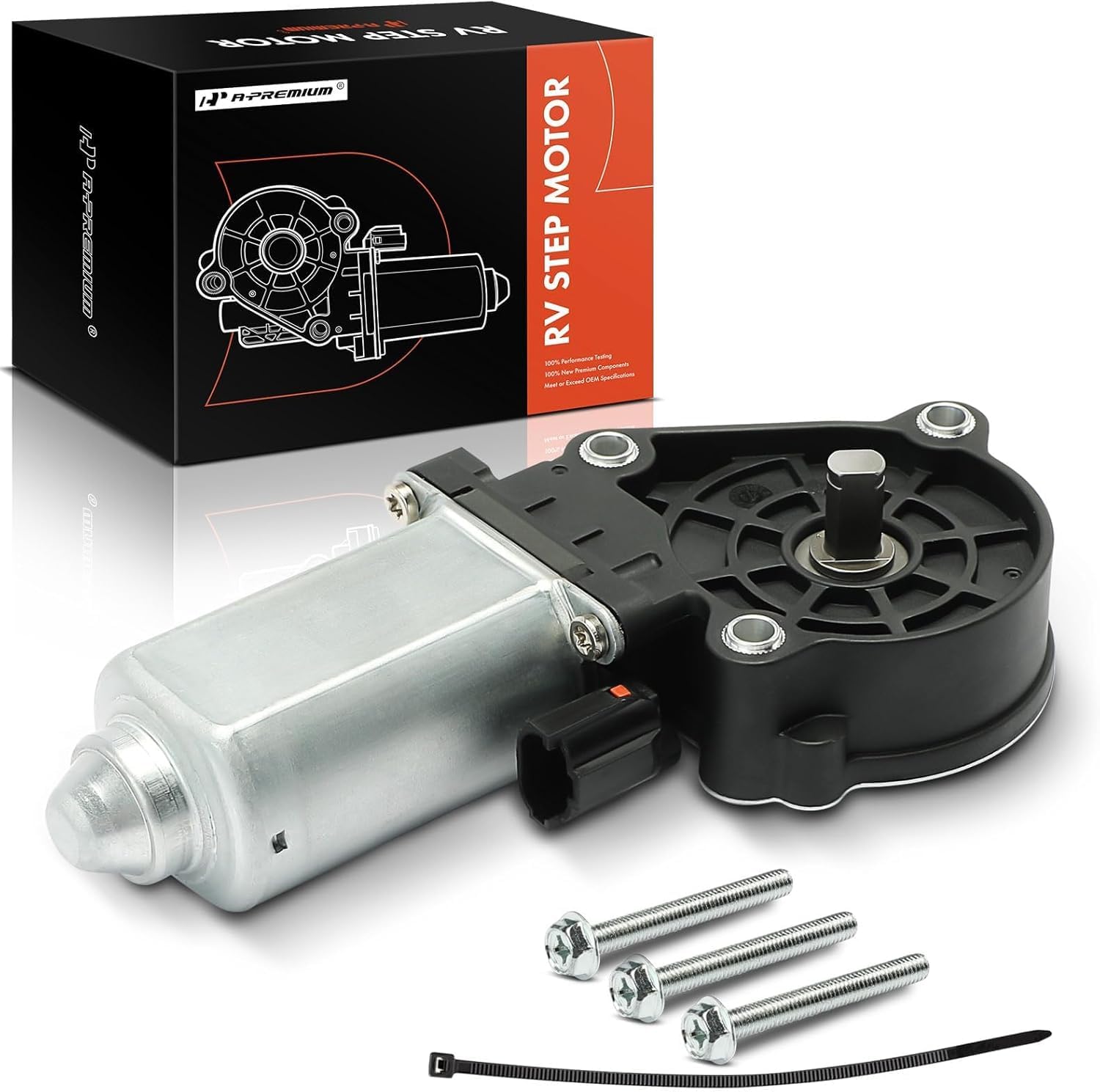 A-Premium 676061 RV Stair Entry Step Motor Compatible with Kwikee & Lippert Components, Replace# 1101428 379147 214-1001, for Series 22 23 26 28 30 31 33-41, Includes 3 Screws & 1 Zip Tie
