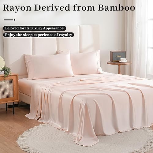 Miniatura 3 de Bedlifes Full Size Sheet Set Cooling Sheets Rayon Derived from Bamboo-400TC Breathable Luxury Bed Sheets,Sateen Silky Bedding Sheets-16 Deep Pocket