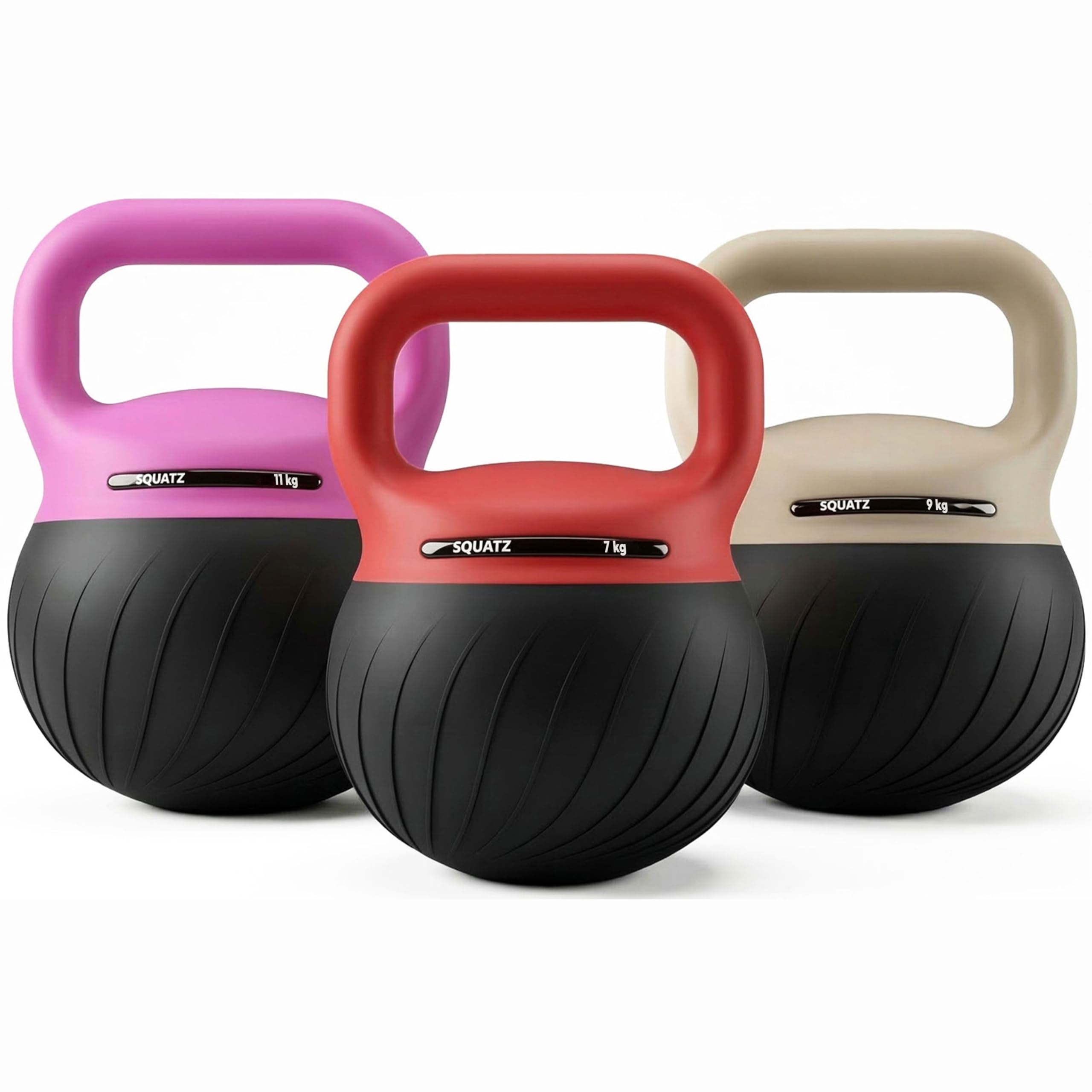 Squatz Set Kettlebell Morbidi Base Antiurto, Impugnatura Larga Antiscivolo, Pesi per Allenamento a Casa e Palestra, Corpo Completo